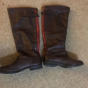 Brown knee high riding boots